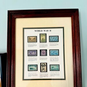 Framed Limited edition collectible WWII uncirculated out of print postage stamps